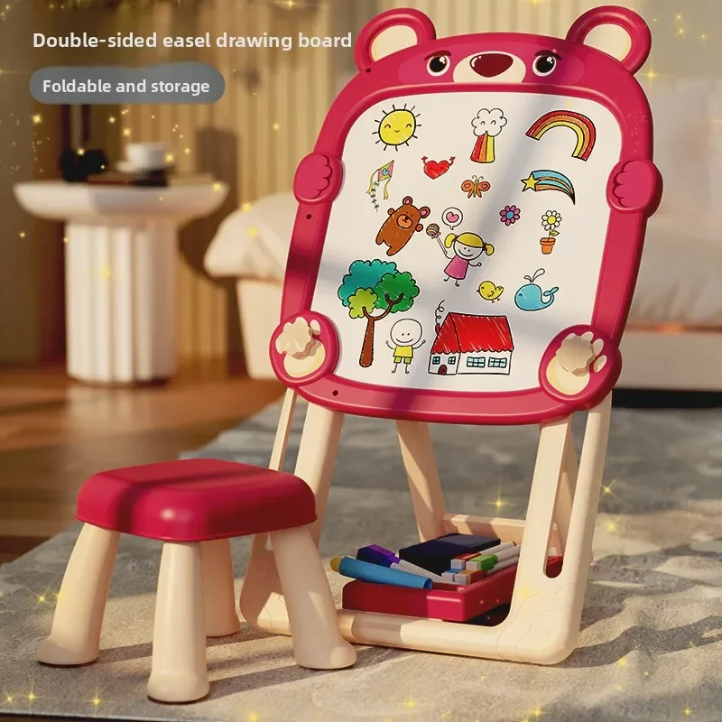 Children's Double-Sided Magnetic Erasable Writing Board Foldable Black & White Graffiti Board for Creative Play And Learning