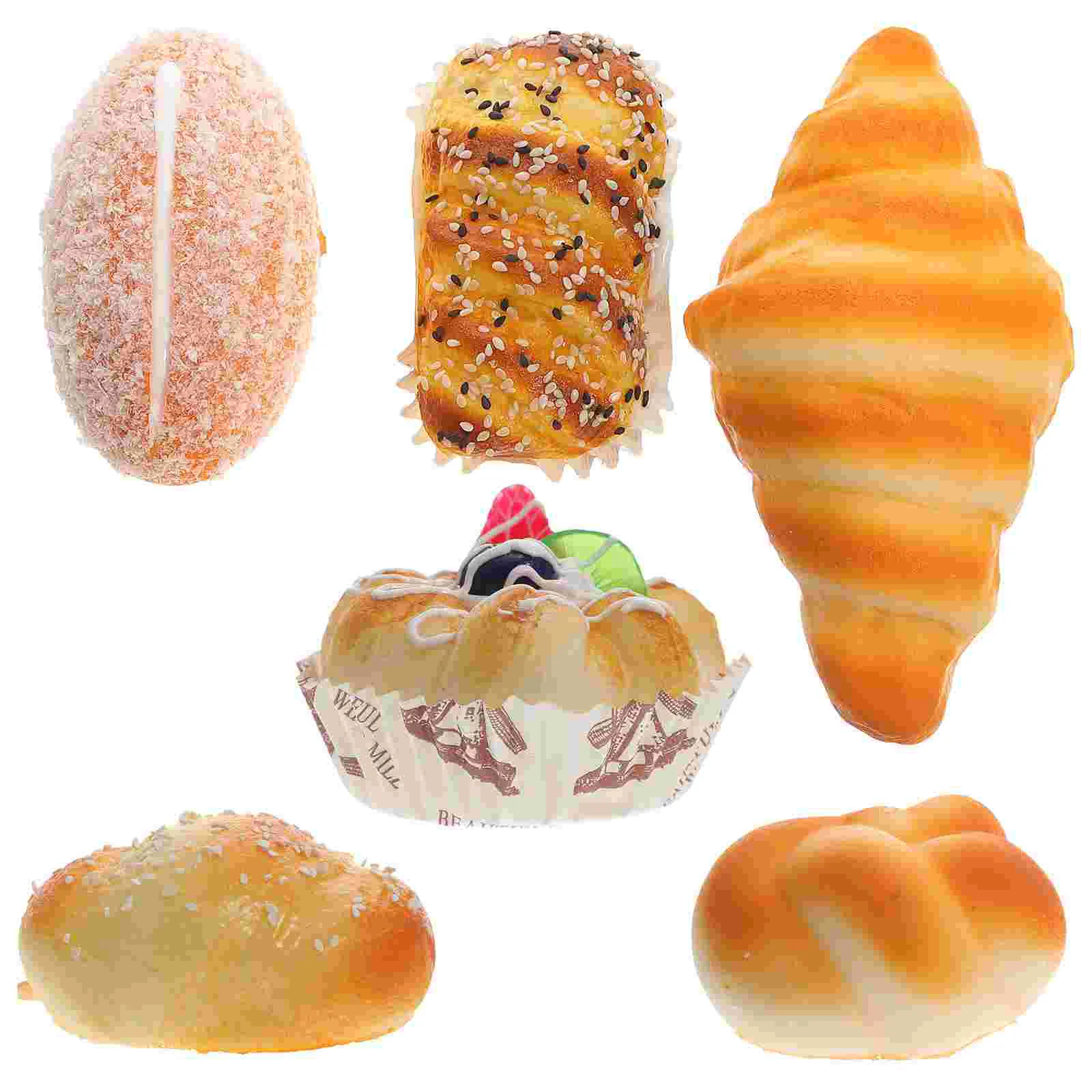 

6 Pcs Simulated Bread Cake Model Decoration Fake Prop Birthday for Boy Decorate Simulation Toy Pu Props Food Decorations