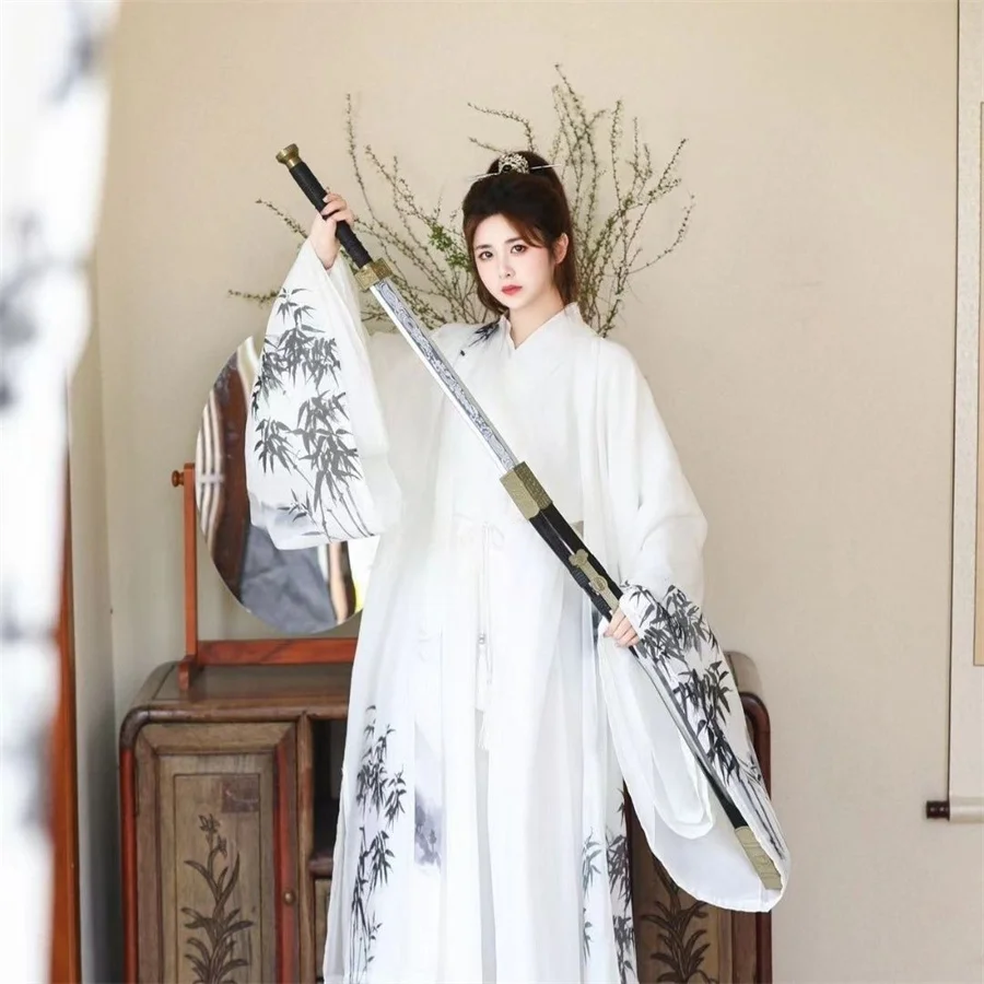 Women Song Dynasty Hanfu Ancient Chinese white Large Sleeve Skirt Classic Han Elements Hanfu Dress Set Girls Cosplay Gift