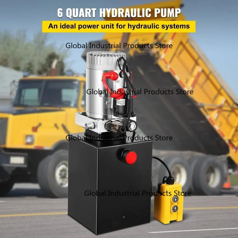 

6 Quart Hydraulic Power Unit Pump Single Acting 3200 PSI Max for Dump Trailer Car Lifting 12V DC