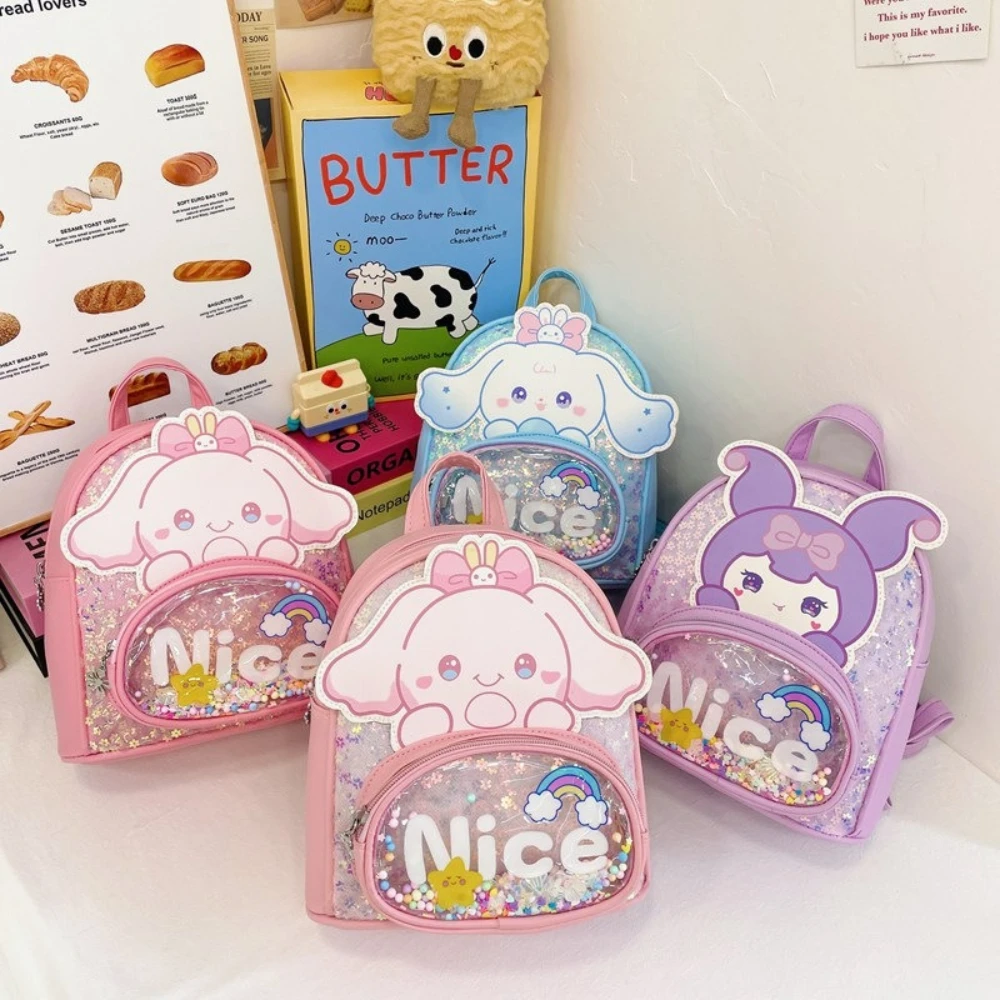 

Sanrio Cinnamoroll Kuromi Cute Kids Backpack Fashion Girls Kindergarten School Bag Leisure Cartoon Toddler Double Shoulder Bag