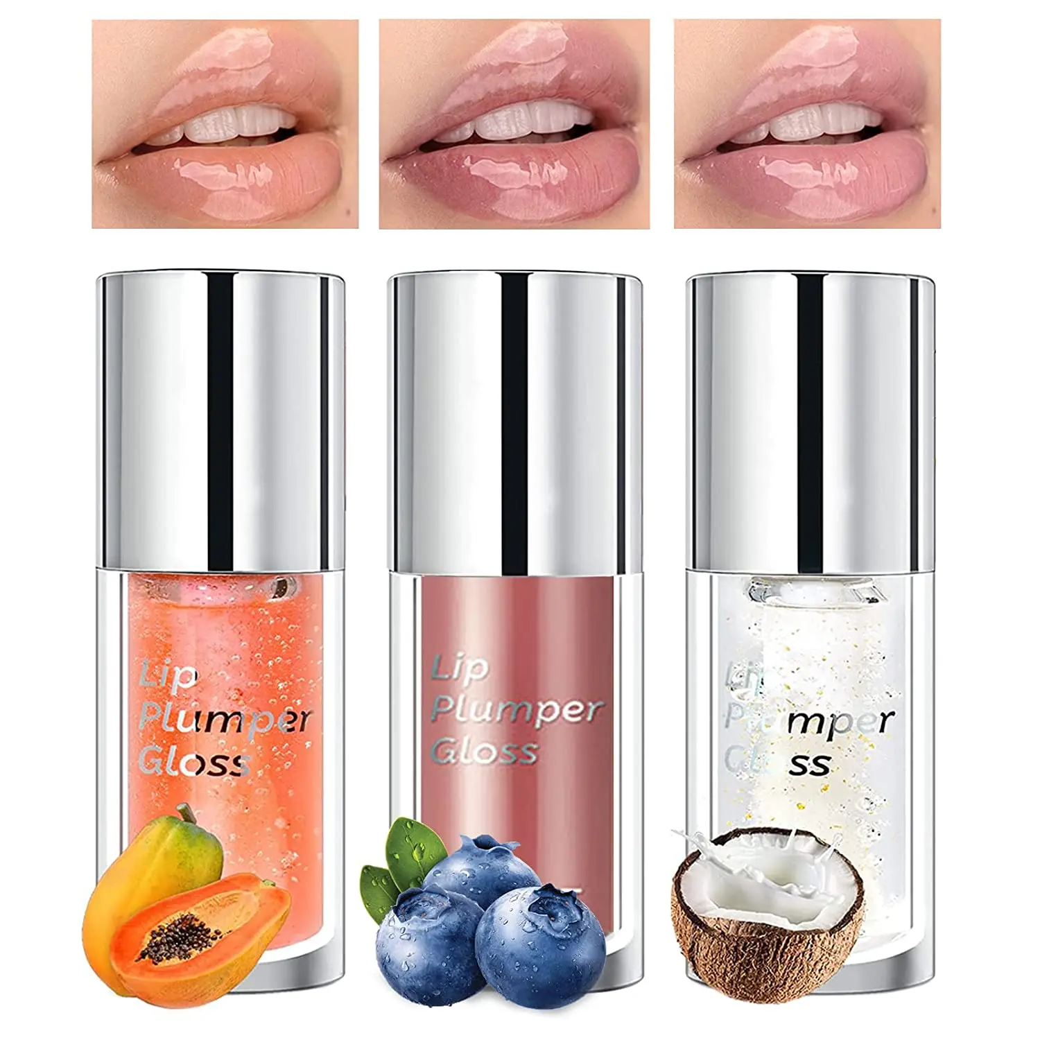 

QIBEST 3PCS/set Lip Gloss Crystal Jelly Lip Glaze Transparent Glass Lip Oil Moisturizing Glitter Liquid Lipstick Lip Cosmetics