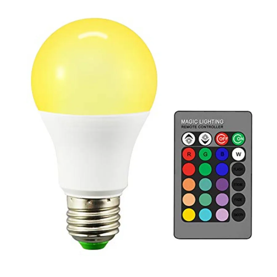 Droiee Dimmable E26 Warm LED Light Bulb, 6W RGBW Color 500LM with 16 Color Changing Modes for Christmas, Party etc with Remote