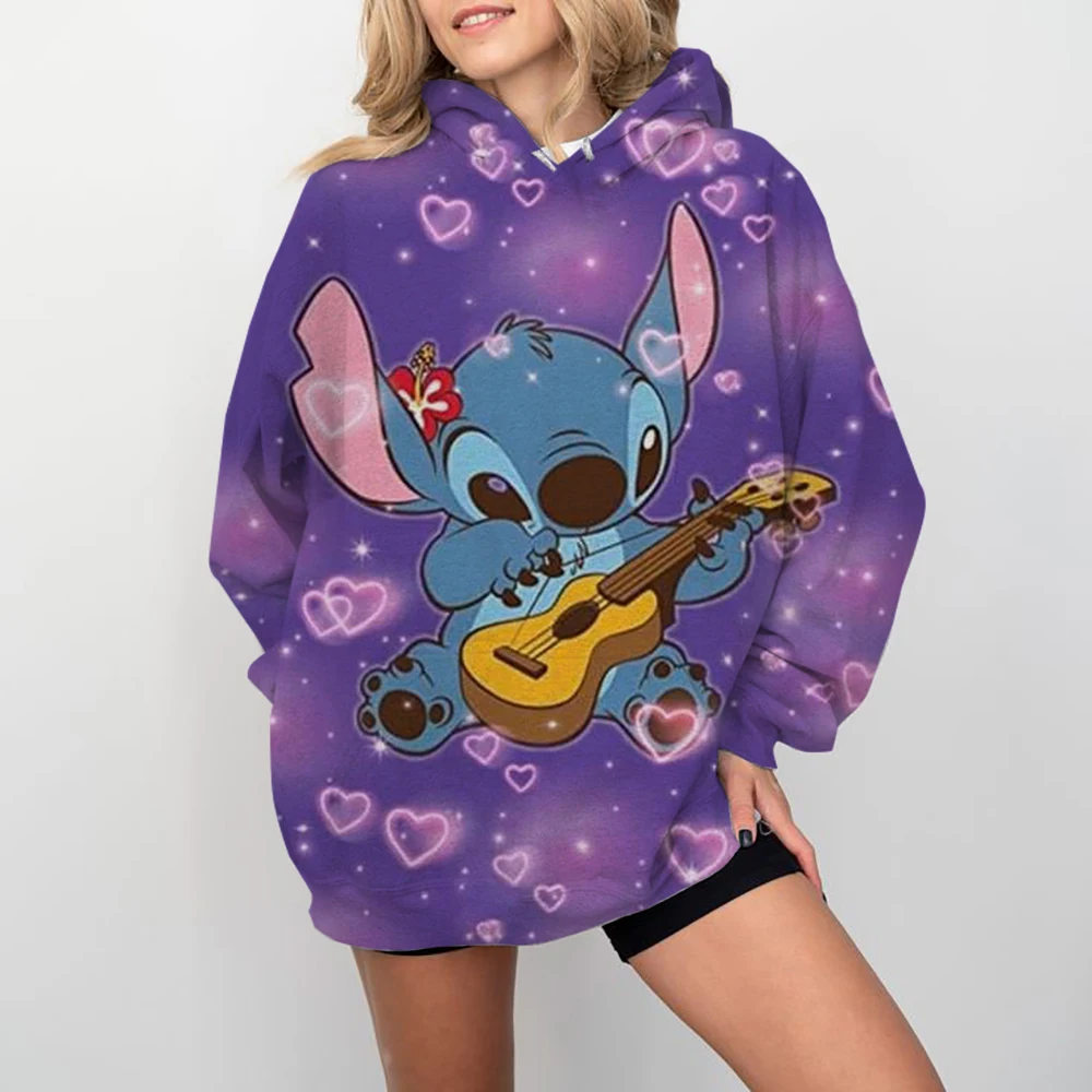 Disney lilo stitch pulôver hoodies manga longa moletom meninos meninas das mulheres dos homens roupas pai-filho dos desenhos animados topos casaco