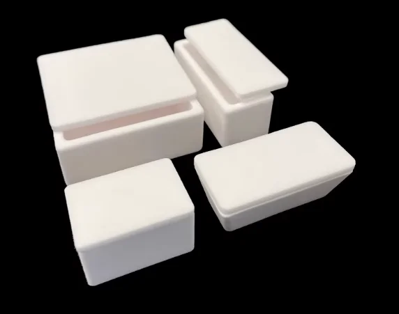 Crisol Retangular de Alumínio com Tampa 1un. Comprimento 50mm-120mm*Largura 20mm-65mm Quadrado Al2O3 Corindo/Cerâmica 99% Alumina Pura
