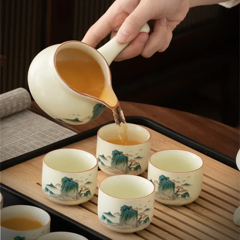 Chinese traditional tea set high-end kung fu  cup set automatic tea set for 6 people tea cups and saucer sets