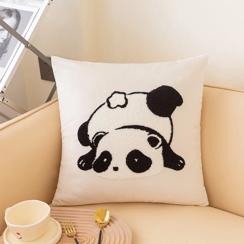 

2PCS Panda Print Pillow Cover with Insert,45x45cm Dutch Velvet Cushion Cover Set,Ready to Use Luxury Pillow Home Decoration