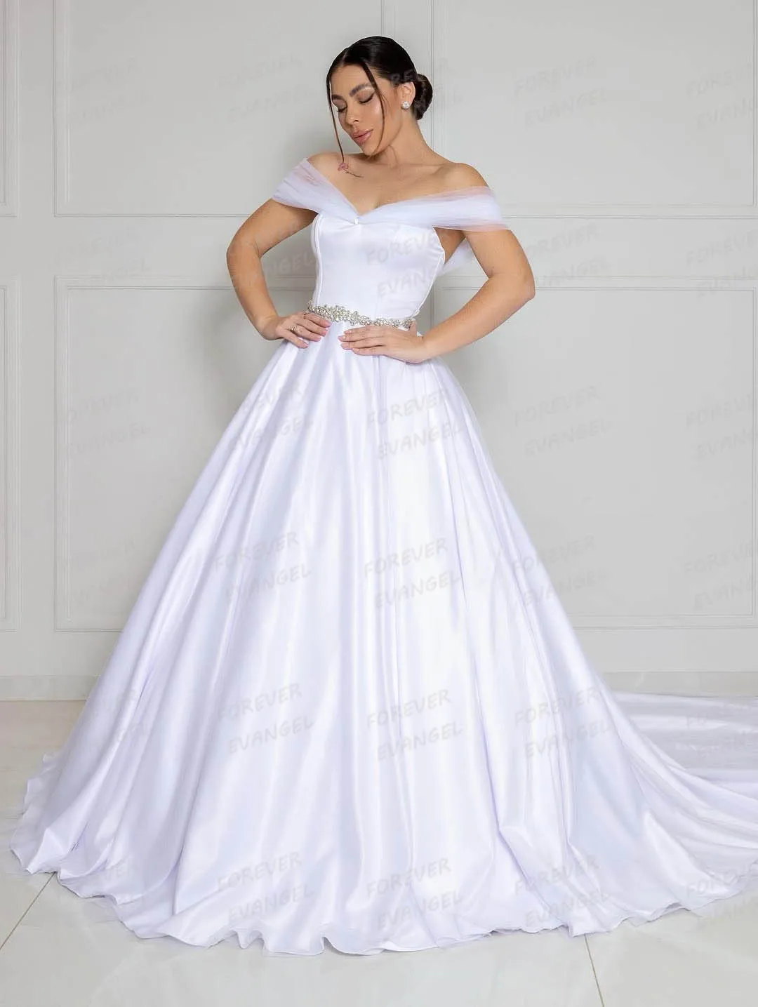 Vestidos De Novia sencillos 2026 para mujer, Vestidos De Novia sexis sin mangas con hombros descubiertos y espalda descubierta De satén, Vestidos De Novia personalizados