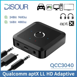 QCC3040 ricevitore trasmettitore 2 IN 1 BT 5.2 24Bit 96Khz 3.5MM AUX RCA aptX Adaptive LL HD adattatore Wireless multipunto a bassa latenza