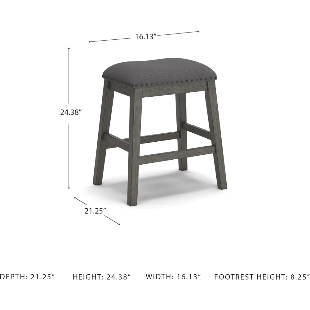 เก้าอี้บาร์หุ้มเบาะแบบสูง 24.4 นิ้ว รุ่น Signature Design by Ashley Caitbrook Rustic, 2 ตัว, สีเทา