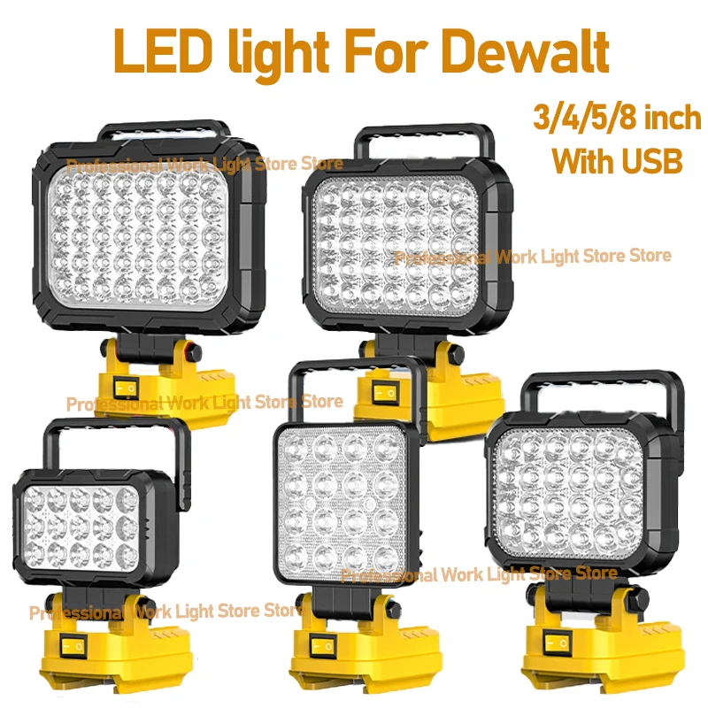 20V Work Light For Dewalt Lithium Battery Wireless LED Lights DCB204 DCB206 Portable Outdoor Flashlight Power Tool Accessories