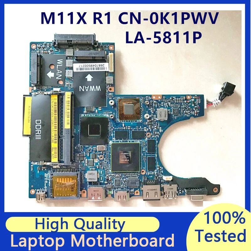 CN-0K1PWV 0k1pwv K1pwv Moederbord Voor Dell M11x R1 Laptop Moederbord N11P-GS1-A3 Gt 335M Nap00 LA-5811P 100% Volledig Getest Goed