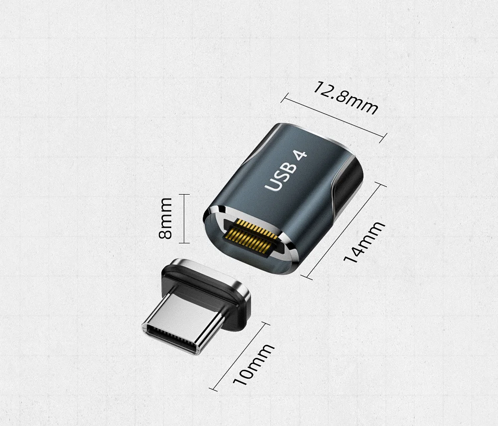 USB4 Thunderbolt4/3 USB C ถึงอะแดปเตอร์ Type C 240W 80Gbps Fast CHARGING MAGNET Charge Converter สาย 8K @ 60Hz อะแดปเตอร์