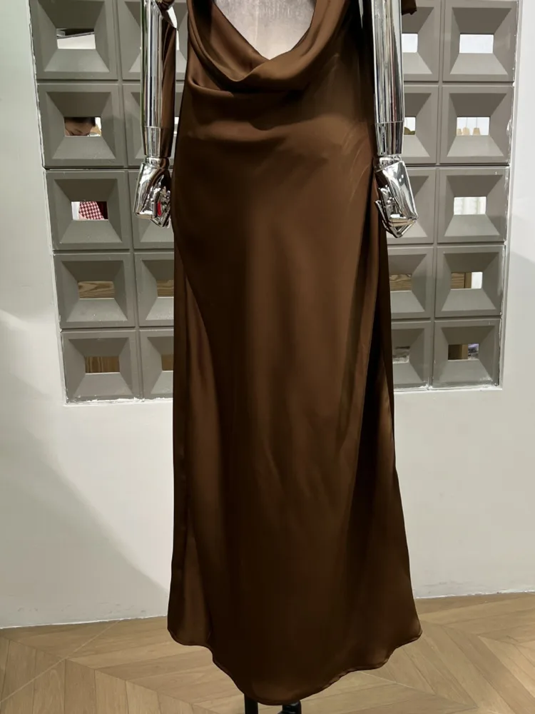 فستان DFDG نسائي من الساتان سهل الارتداء بتصميم بسيط مفتوح الظهر من الشاطئ إلى العشاء فستان صيفي رسمي 2025 فساتين نسائية #6