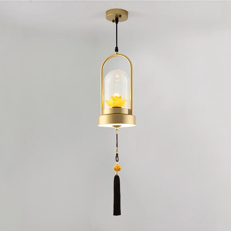 

New Chinese Zen Style Creative Small Chandelier for Tea Room Bar B&B Hotel Staircase Corridor Teahouse Resin Lotus Pendant Light