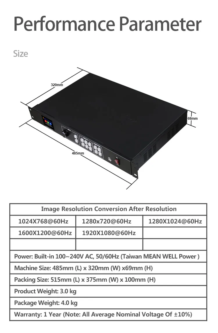 Imagem -04 - Led Display Scaler com Controle Remoto Processador de Parede de Vídeo Suporte a Comutação Semelhante ao Huidu Mvp300r Mvp300r