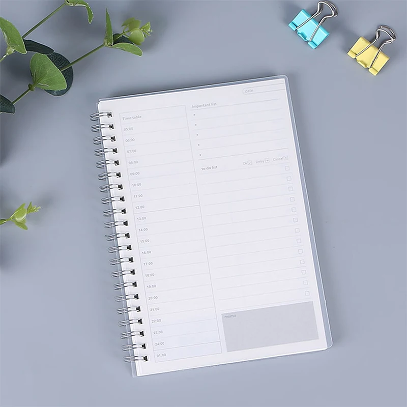 96-seitiger Tagesplaner undatiertes To-Do-Listen-Notizbuch mit stündlichem Zeitplan Regolden-Book, Kalender, Mahlzeit, Spiral-Organizer, Notizbuch