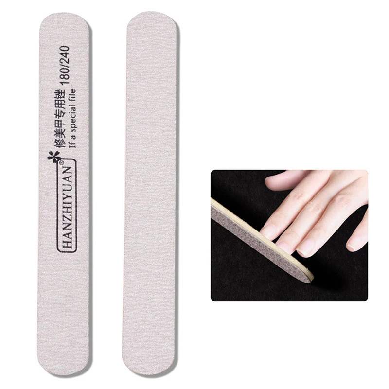【B】10Pcs Nail File Wooden Nail Art Sanding Buffer 120/180/240 Sandpaper UV Gel Polisher Manicure Pedicure Nails Tool