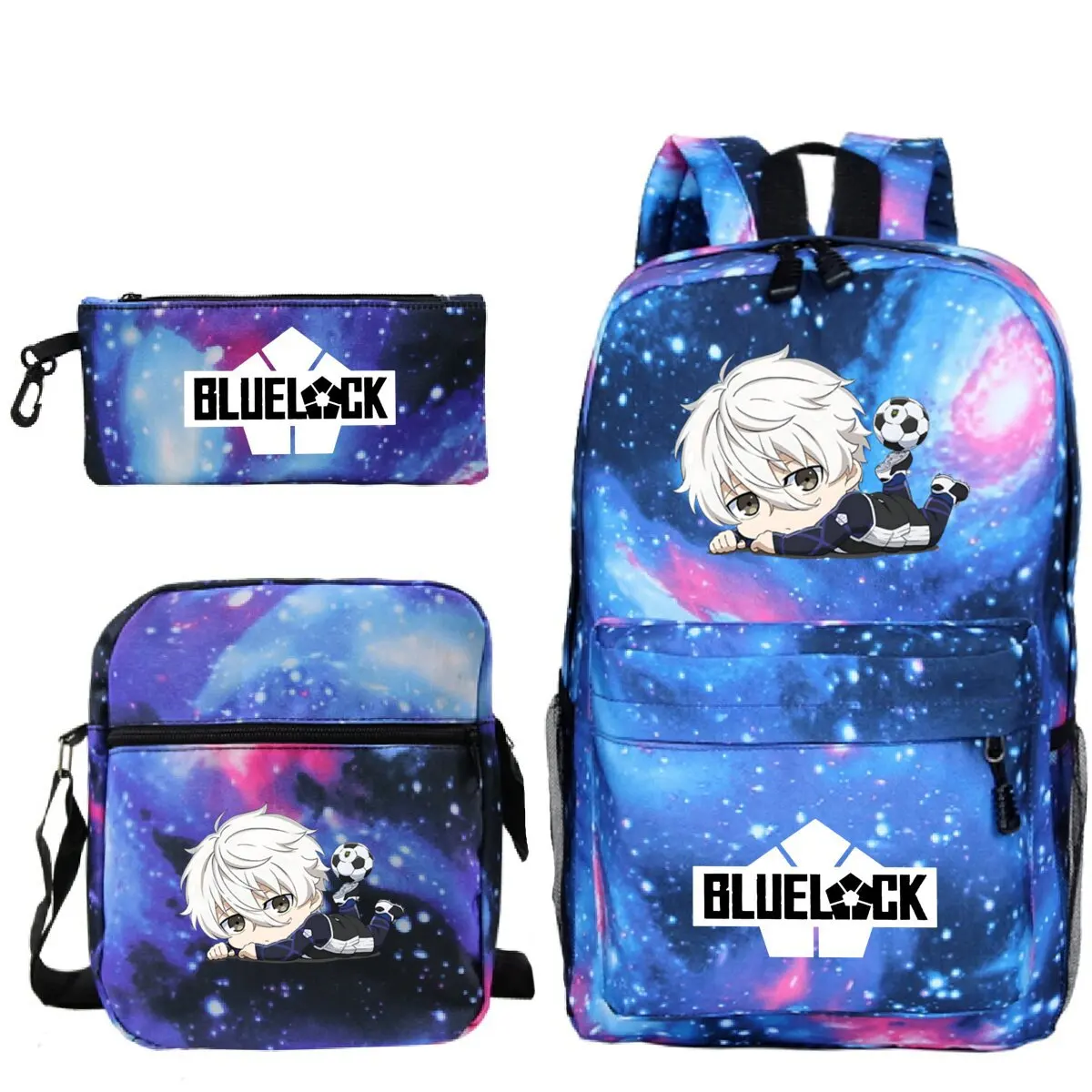 

Anime BLUE LOCK Isagi Yoichi Backpack 3Pcs Set Students School Bags Large Capacity Mochilas Anime Backpacks For Girls Boys Gift
