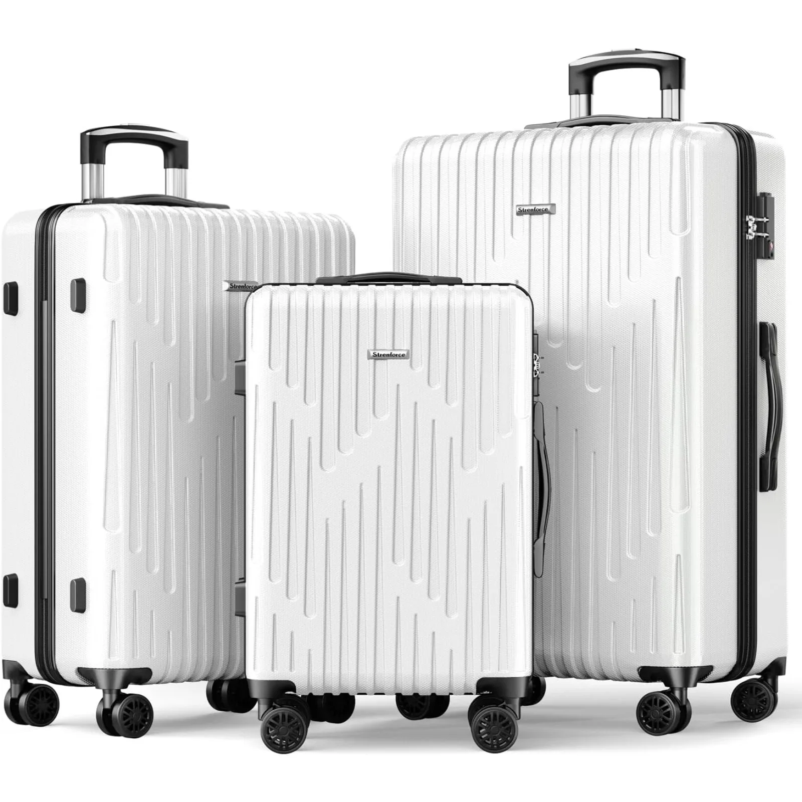 

US Luggage Sets Lightweight Suitcase Double Wheels TSA Lock 3-Piece Set (20/24/28), white