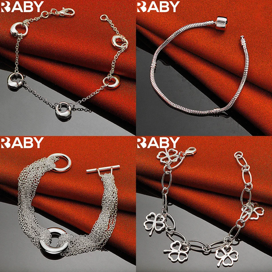 

URBABY 925 Sterling Silver Bracelets For Women Men Anniversary Gift Popular Wild Fashion Romantic Jewelry