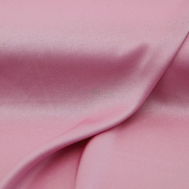 

Rose Pink Soft Draping Wrinkle Resistant Lustrous Slight Stretch Satin Blend Fabric Dress Wide Leg Pants Handmade DIY Fashion