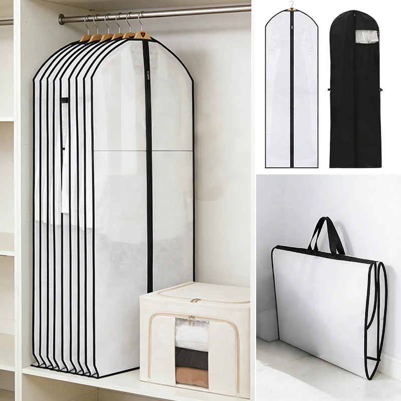 

2pcsTravel Clothing Dust Bag Portable Foldable,waterproof and Moisture-proof Clothing Storage Cover Wedding Dress Hanging Pocket