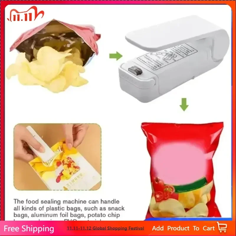 Mini Heat Bag Sealing Machine Package Sealer Bags Thermal Plastic Food Bag Closure Portable Sealer Food Packaging Heat Sealer
