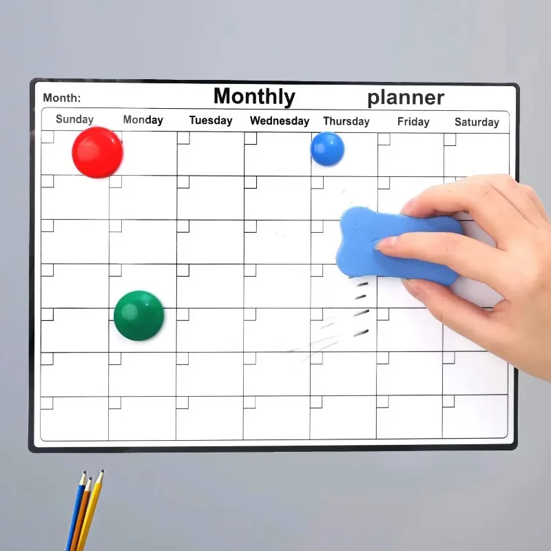 Selbstklebender Monats- und Wochenplaner 2025, Kalender, löschbares Whiteboard, Lernpläne, Aufkleber, Büro, Zuhause, Studenten, Schreibwaren