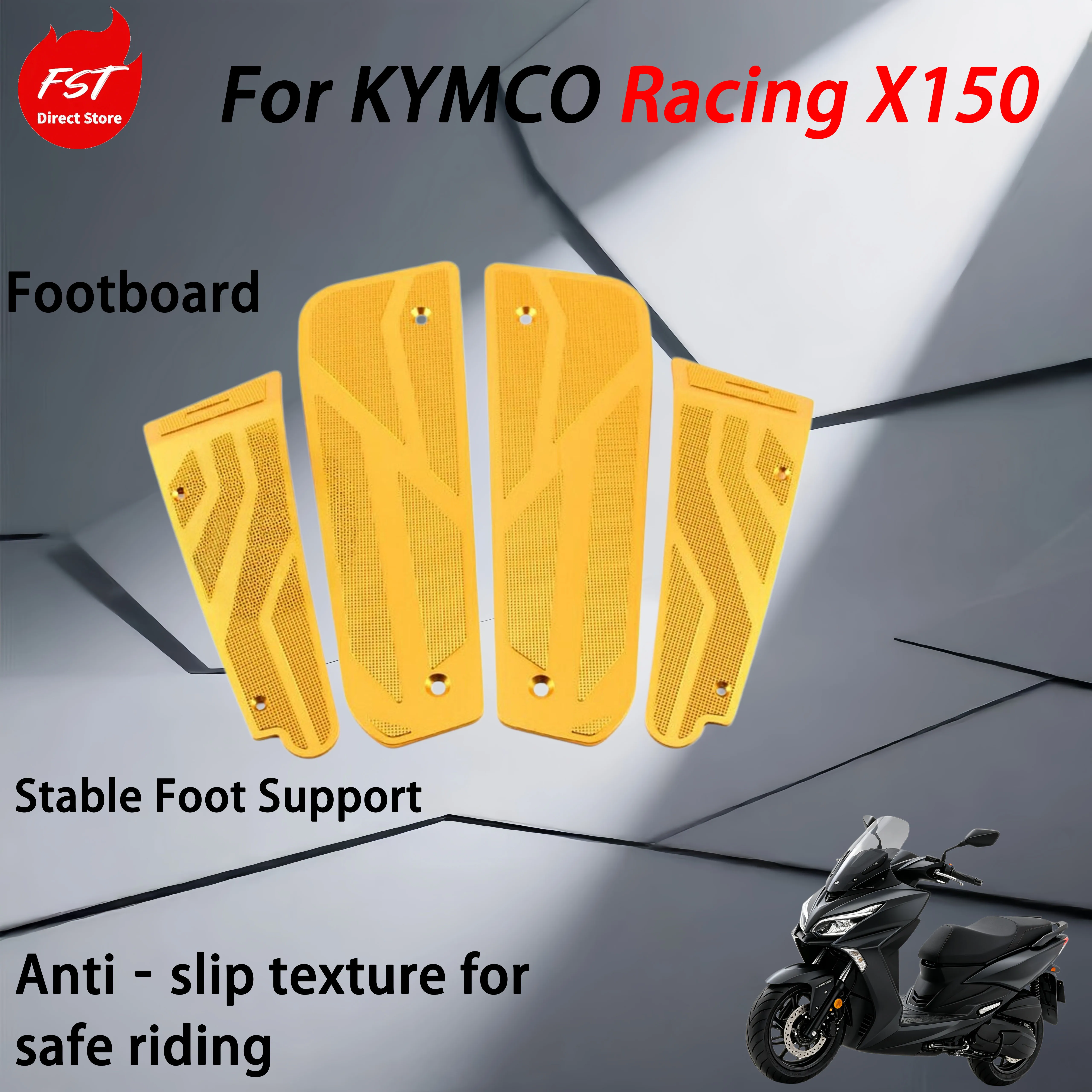 For KYMCO Racing X150, modification accessories - aluminum anti-slip pedal floor mat for the foot pedal