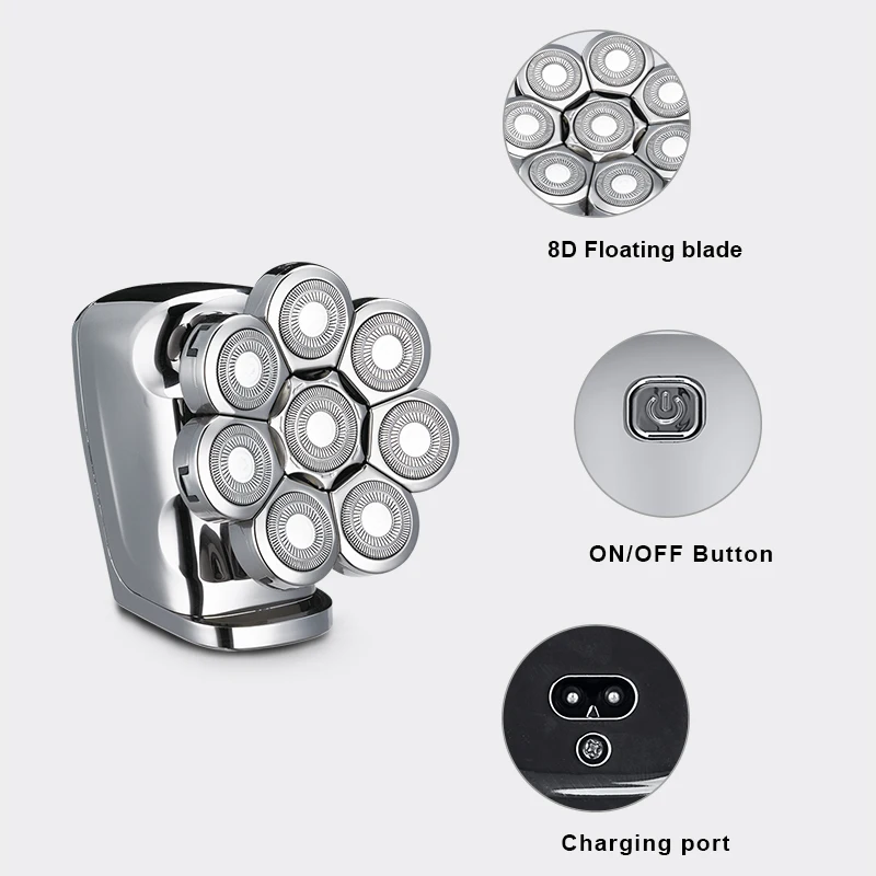 Versatile 6-in-1 Electric Men Shaver with  Nose & Ear Hair Trimmers, Face & Body Shavers, Rechargeable Razor for Men