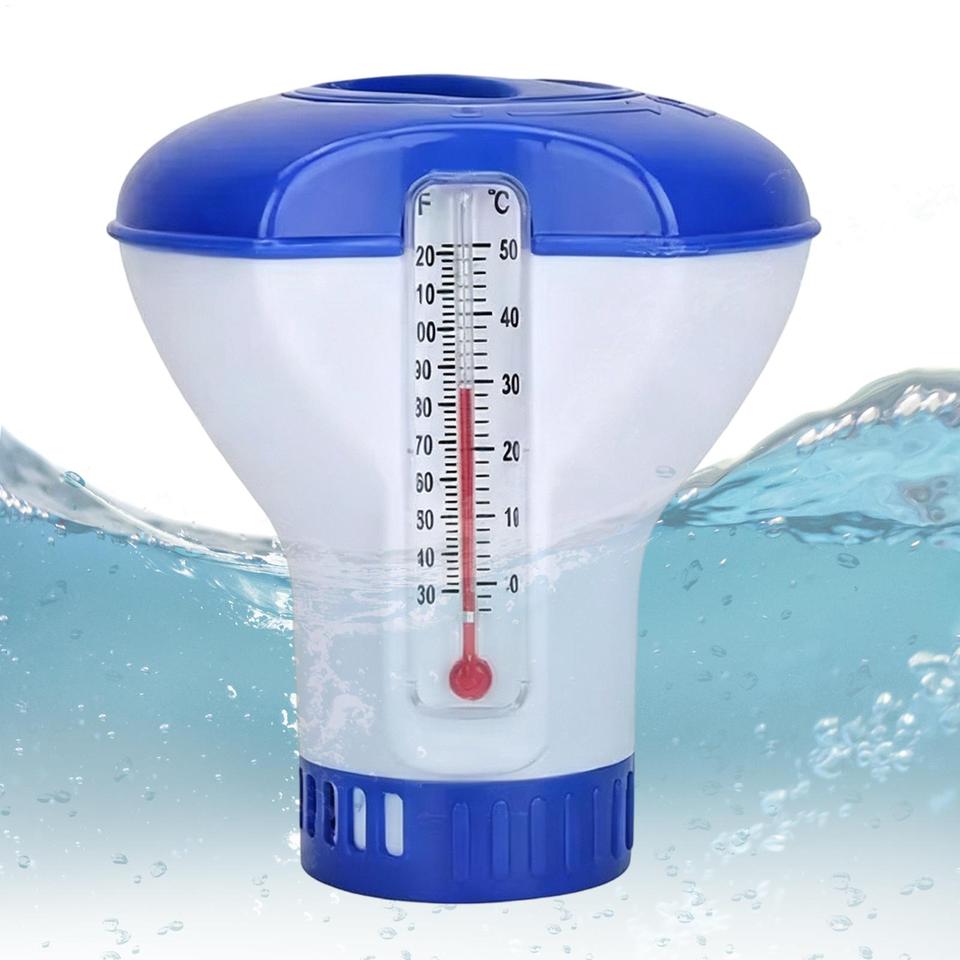  Chlorine Floater Tablet Dispenser with Temperature Gauge Chlorine Dispenser for Resort Hotel Home Garden Beach Lake Outdoor Spa 