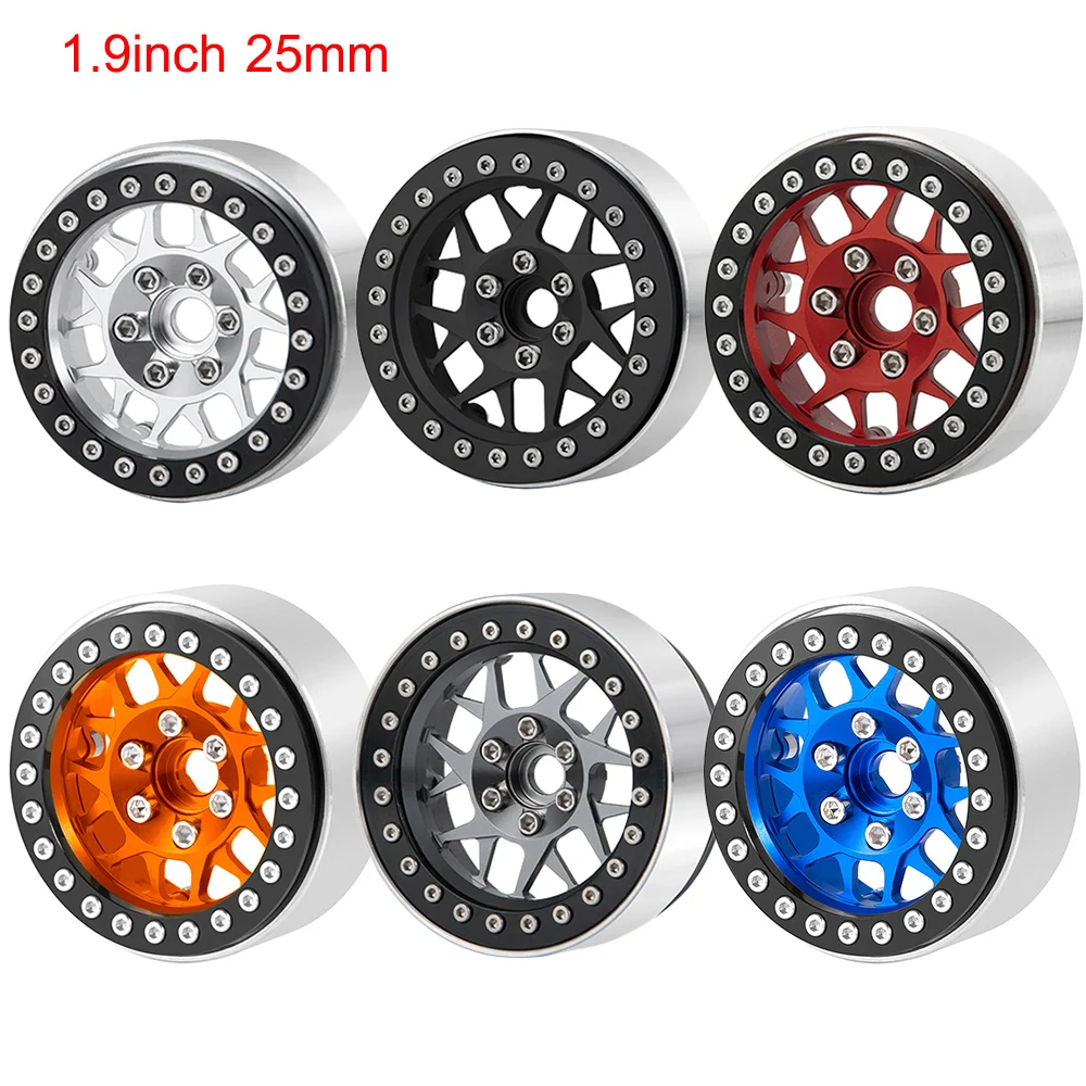 YEAHRUN 4Pcs 1.9/2.2inch Metal Alloy Beadlock Wheel Rims Hubs 25/35mm for Axial SCX10 TRX-4 D90 1/10 RC Car Model Upgrade Parts