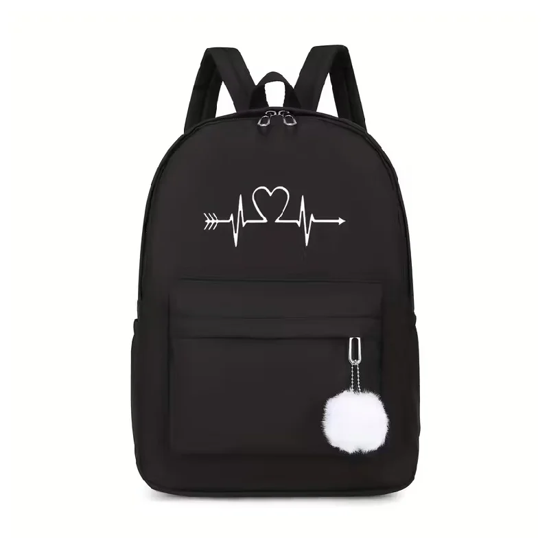 

Простой, но стильный, легкий нейлоновый рюкзак с принтом в виде сердечек – большой вместимости, с множеством отделений, регулируемый.