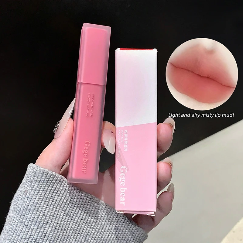 طين الشفاه Gege Bear مسحوق الرذاذ ليس من السهل الالتصاق على الكوب، سهل التلوين، طلاء شفاه أبيض غير لامع، عادي وسلس #4