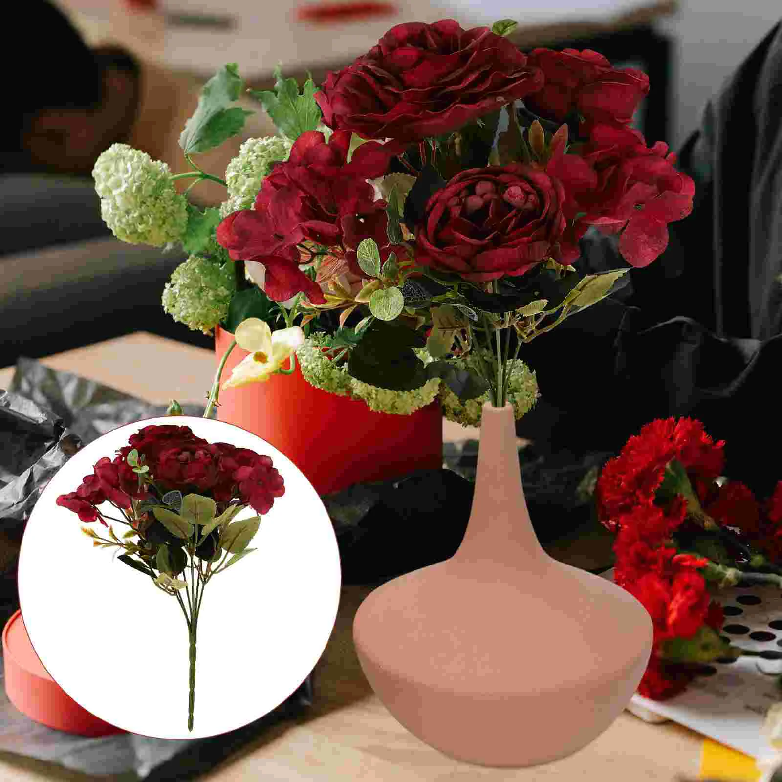 

2 Pcs Decor Artificial Peony Flower Decorative Household Simulation Bouquet Red