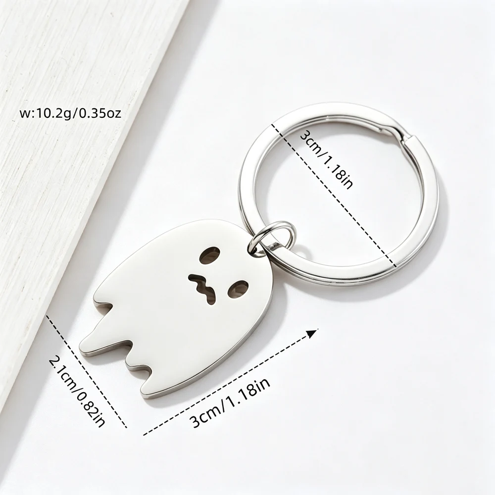 Stainless Steel Ghost Pumpkin Enamel Charm Keychain Halloween Key Ring Bag Car Charm Jewelry Couple Friends Gifts