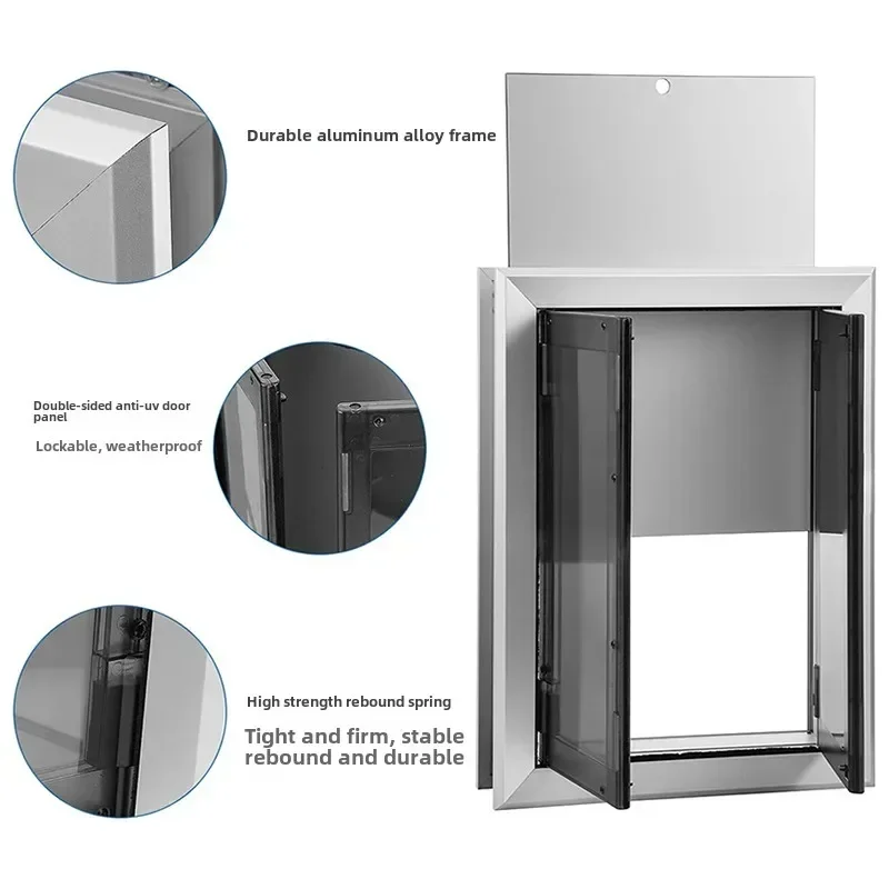 Heavy-duty aluminum alloy pet double door opening, big dog free two-way entry and exit