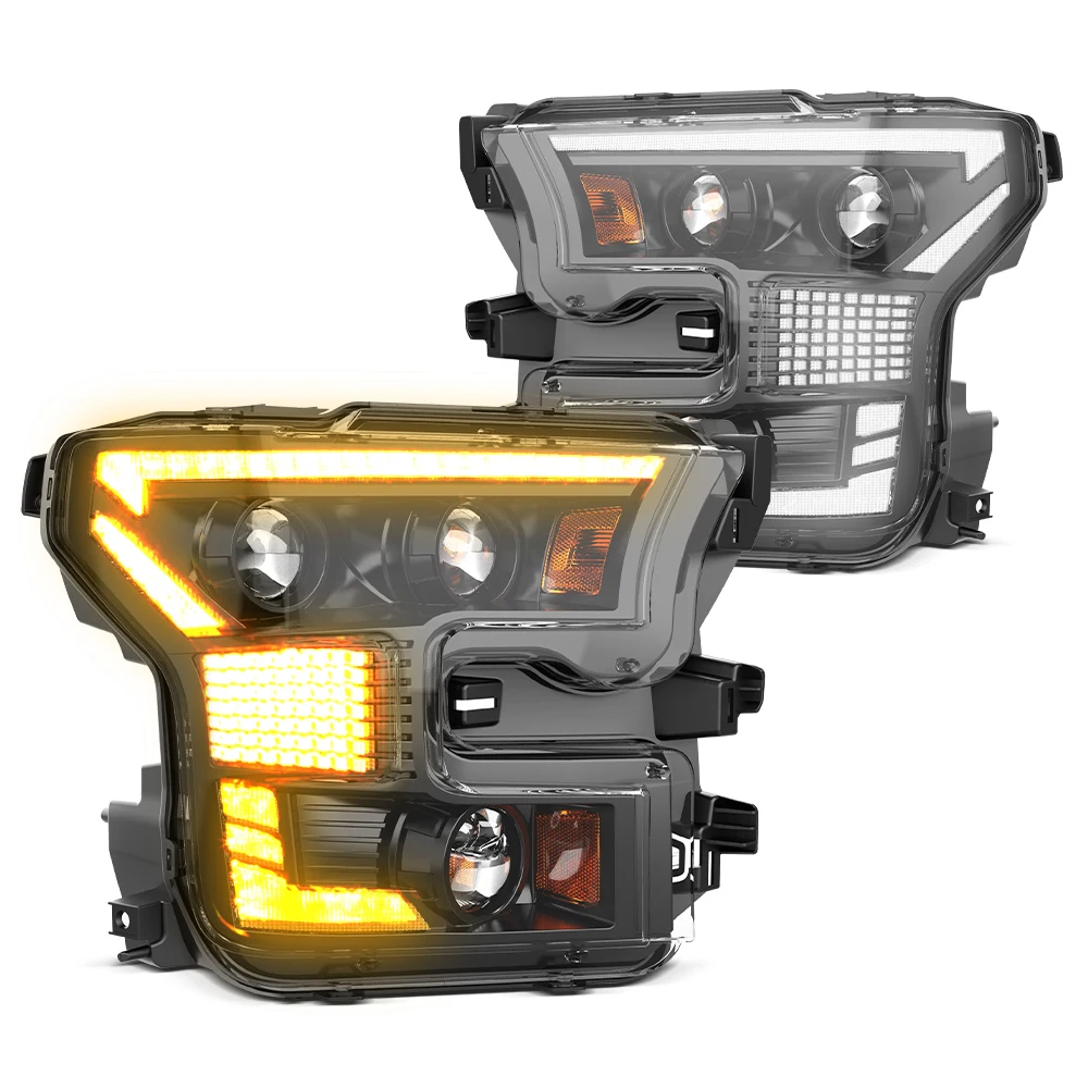 

For Ford F150 LED Headlights 2015-2021, DRL Sequential Turn Signal, High/Low Beam, Plug & Play, DOT Certified, Black Housing