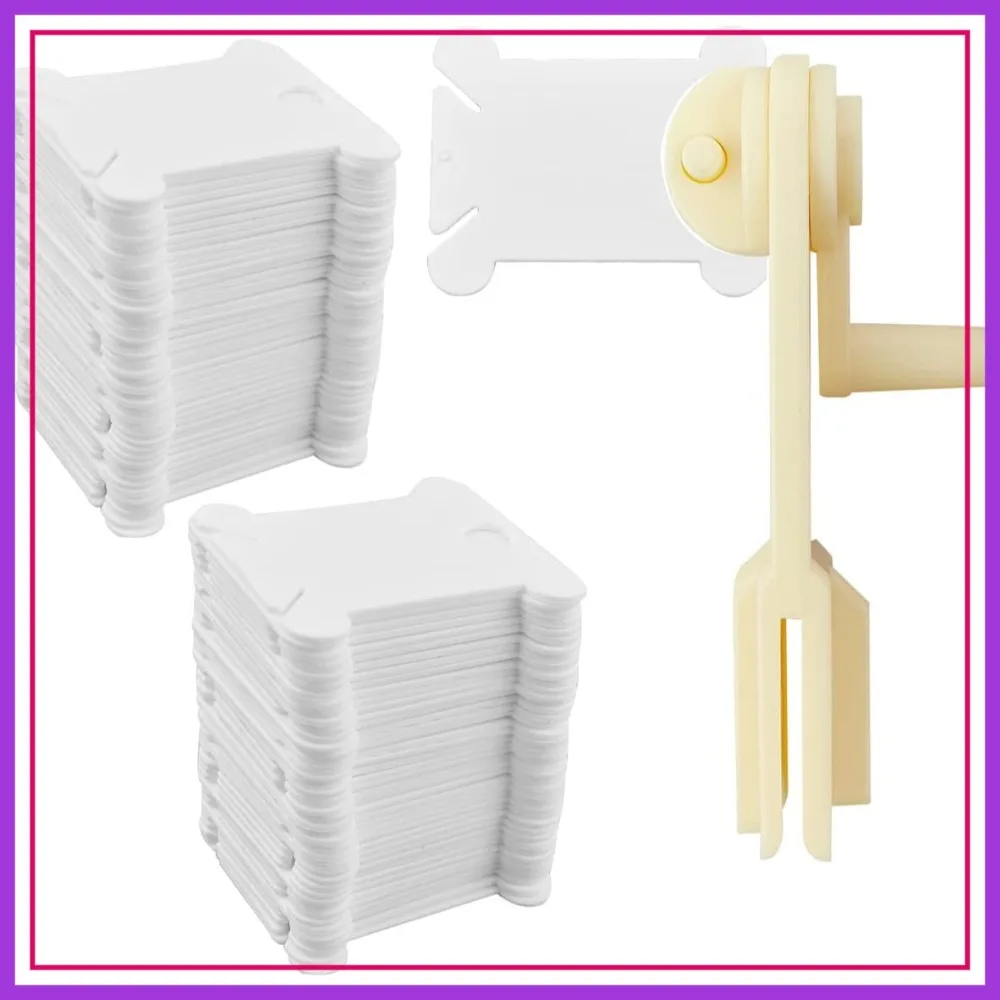 

120 Pcs Plastic Floss Bobbins with Winder for Cross Stitch Thread Organizer DIY Sewing Craft