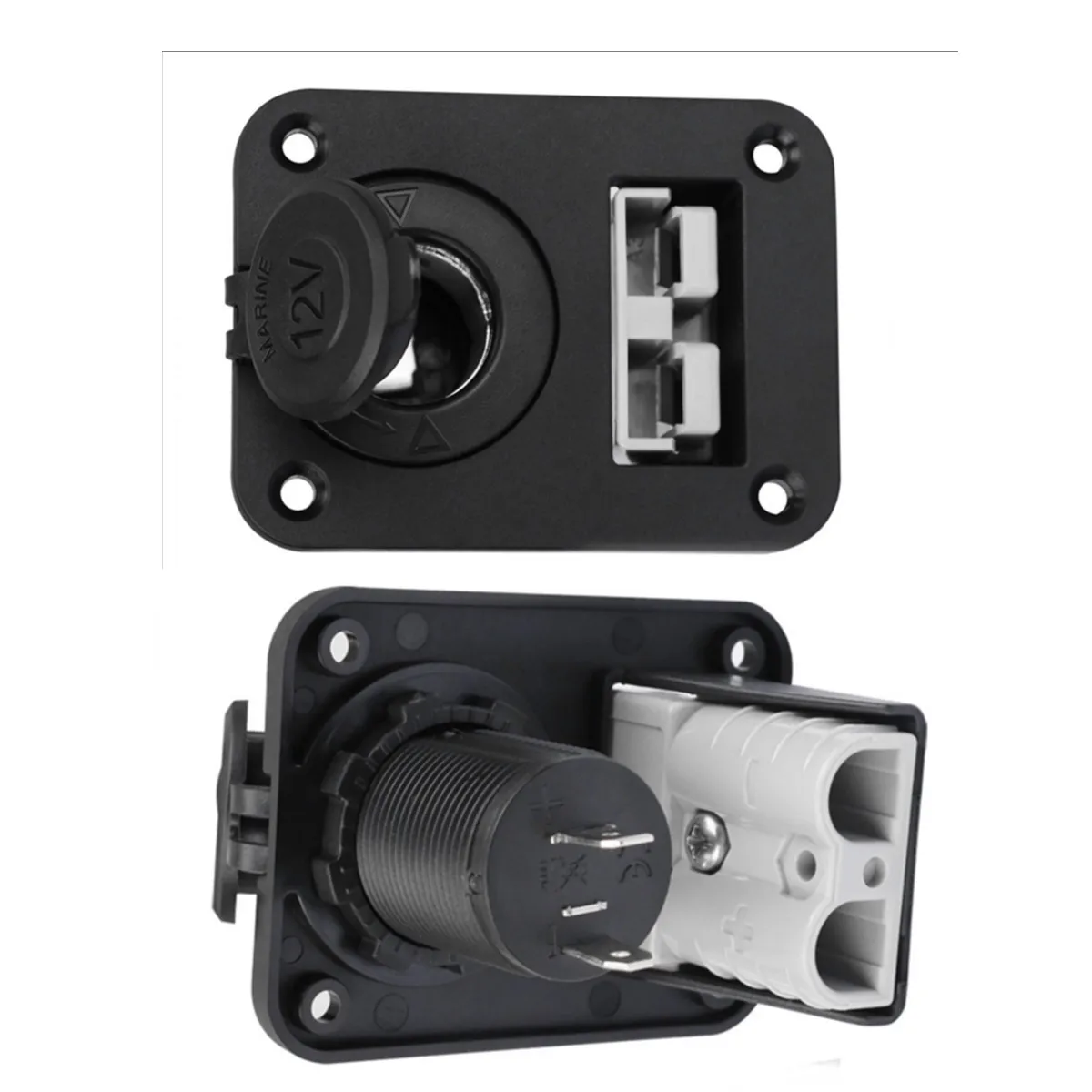 12V 24V Flush Mount Car Anderson 50A Current Socket Cigarette Lighter Socket Install Bracket Recharge Panel Kit
