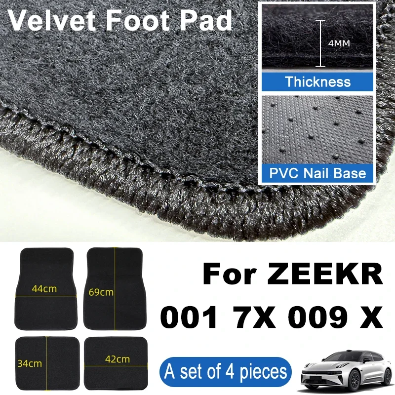 

For ZEEKR 001 7X 009 X Car Floor Mats Black Non-Slip 4Pcs Front & Rear Foot Mats Carpets Rugs Auto Interior Accessories