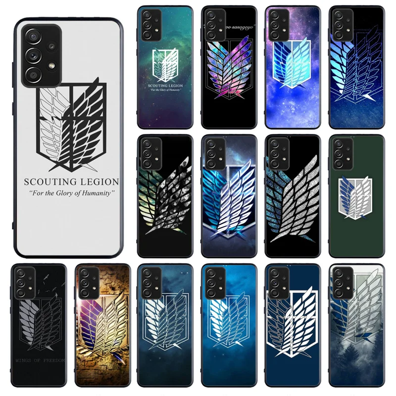 Phone Case for Samsung Galaxy A21S A52S A04S A53 A54 A51 A71 A33 A23 A13 A14 A32 A52 M51 Anime Japanese attack on Titan