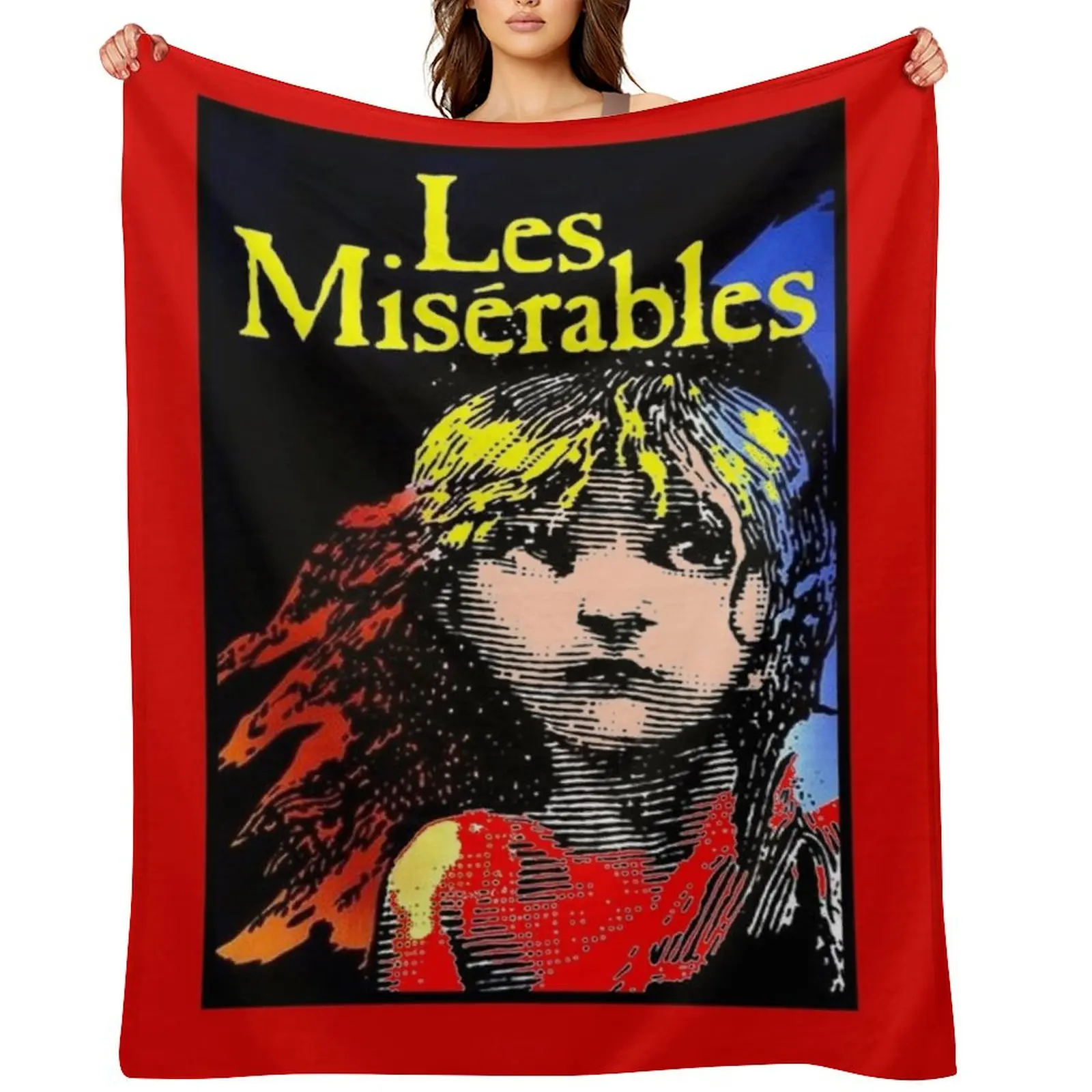

LES MISERABLES: Restored Colorized Advertising Print Throw Blanket For Decorative Sofa Designers manga Furry Blankets