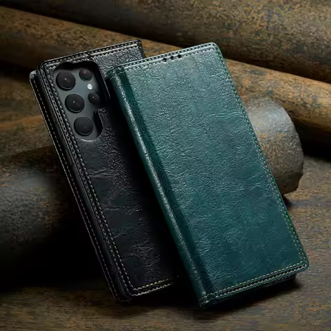 Vintage Leather Flip Cover For Samsung S23 S22 Ultra Business Card Pocket Wallet For Galaxy S21 S20 Plus Magnetic Case S22+ Plus