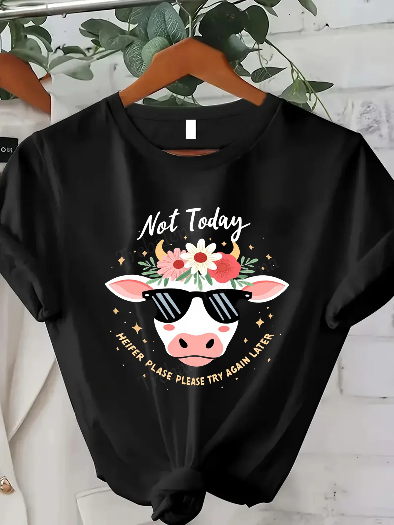 

Women T-shirt Cute Cow T-Shirt "Not Today Heifer" Funny Graphic Tee for Women