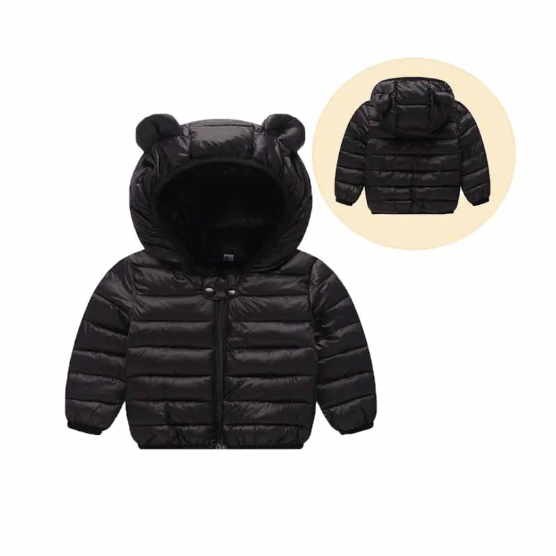 Boys Light Down Coat Girls Baby Warm Solid Color Hooded Jacket Autumn Winter New Children's Casual Fashion Outerwear 12M-5 Years