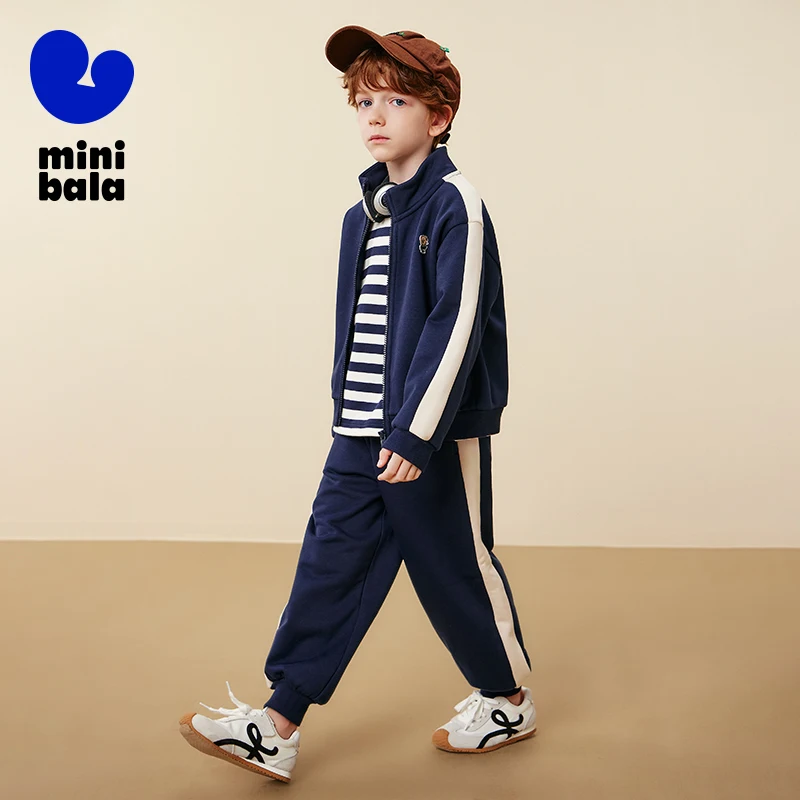 

Mini Bala Boys 2-Piece Set 2025 Winter New Antibacterial Far Infrared Thermal Long Sleeve Pants