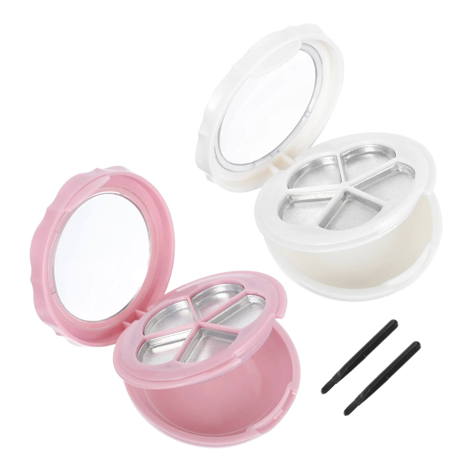 مجموعتان من لوحة خلط ظلال العيون الفارغة لأحمر الشفاه، منظم مكياج للسفر، حقيبة تخزين، حاوية علبة أحمر الخدود