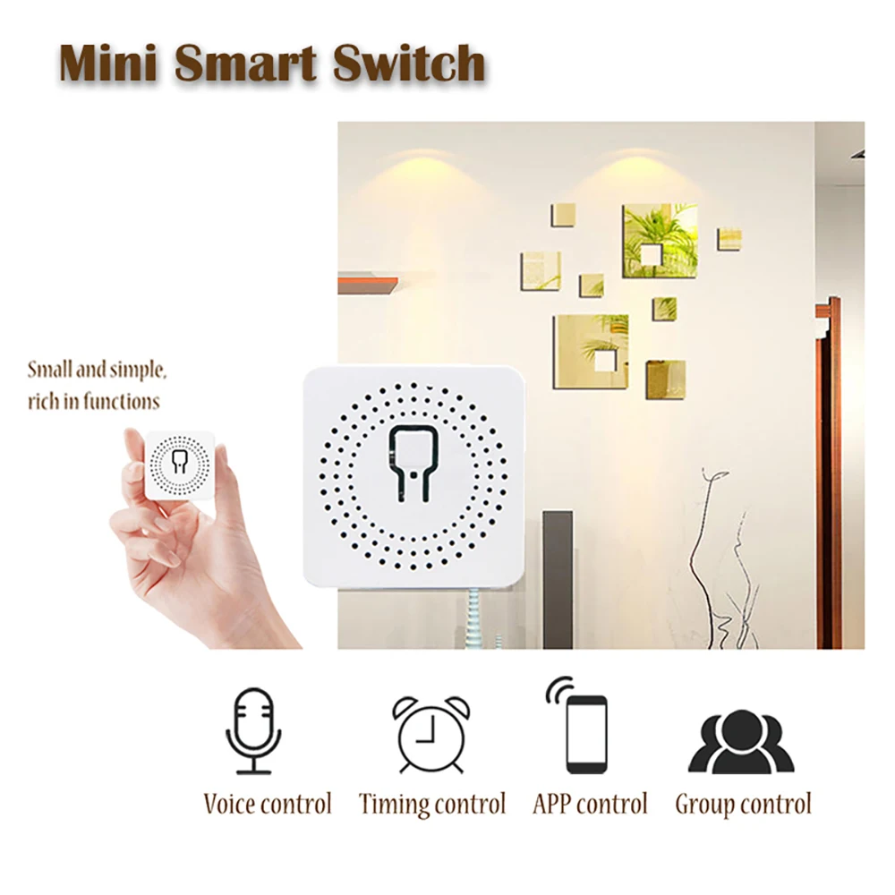 Mini Smart Switch WiFi&RF433 Remote Control 16A AC100-240V Tuya App Support Google Home Alexa Voice Control